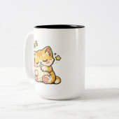 Tasse 2 Couleurs Coussin de chat endormi mignon (Devant gauche)