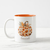 Tasse 2 Couleurs Coutume Moderne Cute Orange Citrouille Harvest Aut (Gauche)