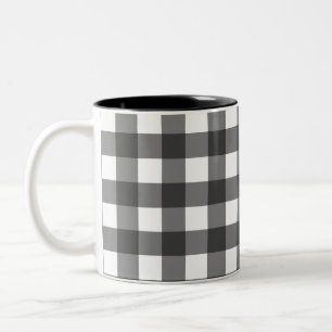 Tasse 2 Couleurs Couvercle de duvet plaquée de buffle - Chèque noir