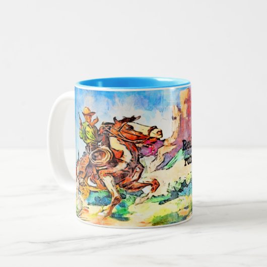 Tasse 2 Couleurs Cowboy à la course (Devant gauche)