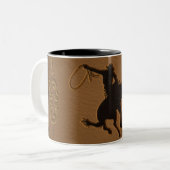 Tasse 2 Couleurs Cowboy de Leather Western Wild West Rustic (Devant gauche)