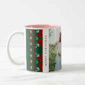 Tasse 2 Couleurs Cozy Knit Sweater Pattern Photo Holiday (Gauche)