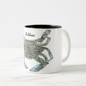 Tasse 2 Couleurs Crabe bleu personnalisé (Devant droit)