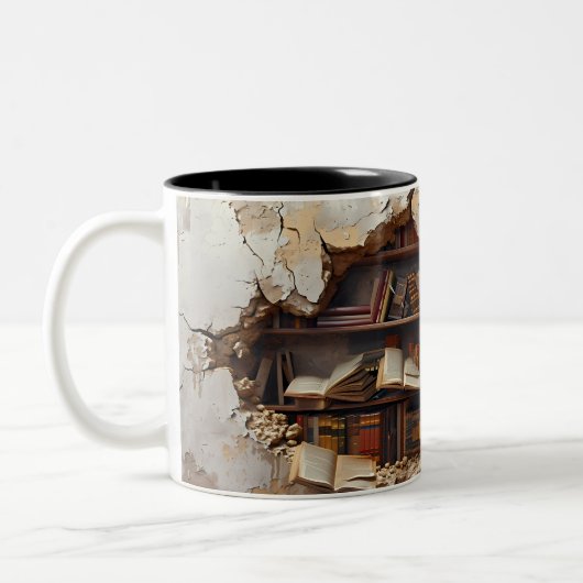 Tasse 2 Couleurs Crack dans le style 3D de la bibliothèque murale (Gauche)