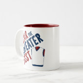 Tasse 2 Couleurs Craignez le gilet de chandail (Devant gauche)