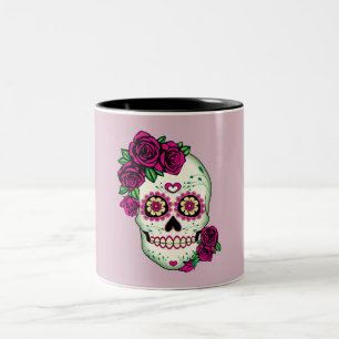 Tasse 2 Couleurs Crâne à sucre avec Roses