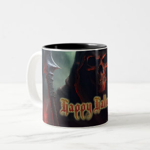 Tasse 2 Couleurs Crâne de Faucheuse Halloween Art Spooky
