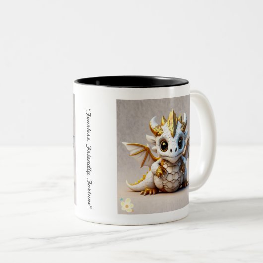 Tasse 2 Couleurs "Crâne Dragon Design" (Devant droit)