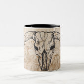 Tasse 2 Couleurs Crâne du Texas Longhorn Taureau (Centre)