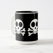 Tasse 2 Couleurs crâne effrayant sur fond noir (Devant gauche)