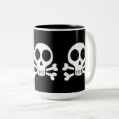 Tasse 2 Couleurs crâne effrayant sur fond noir (Devant droit)