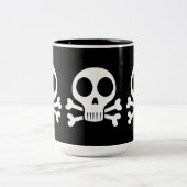 Tasse 2 Couleurs crâne effrayant sur fond noir (Centre)