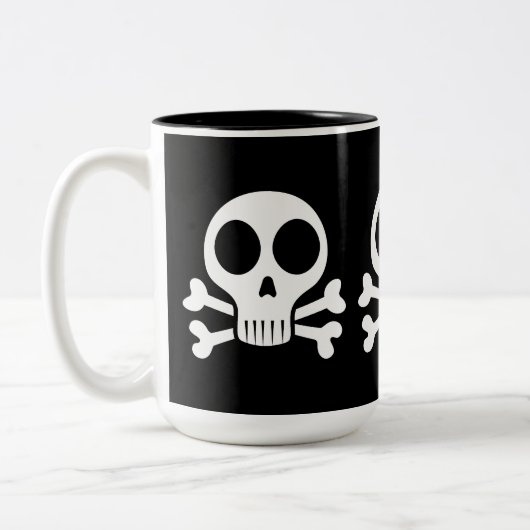 Tasse 2 Couleurs crâne effrayant sur fond noir (Gauche)