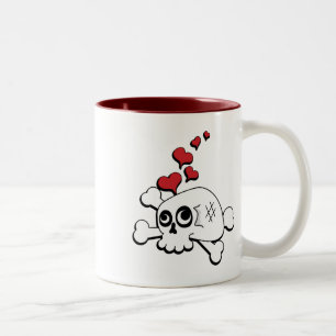 Tasse 2 Couleurs Crâne et coeurs
