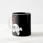 Tasse 2 Couleurs Crâne et coeurs (Devant gauche)