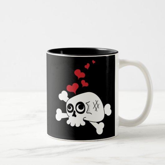Tasse 2 Couleurs Crâne et coeurs (Droit)