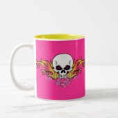 Tasse 2 Couleurs Crâne et coeurs flamboyants (Gauche)