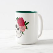 Tasse 2 Couleurs Crâne et Roses (Devant droit)