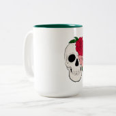 Tasse 2 Couleurs Crâne et Roses (Devant gauche)