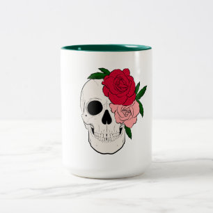 Tasse 2 Couleurs Crâne et Roses