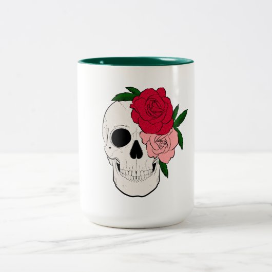 Tasse 2 Couleurs Crâne et Roses (Centre)
