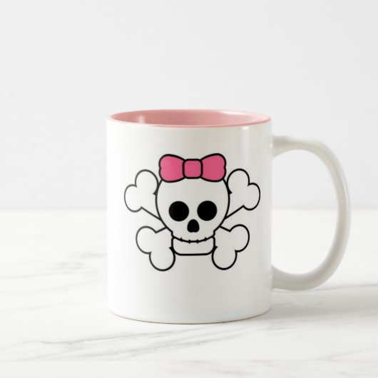 Tasse 2 Couleurs Crâne Girly (Droit)