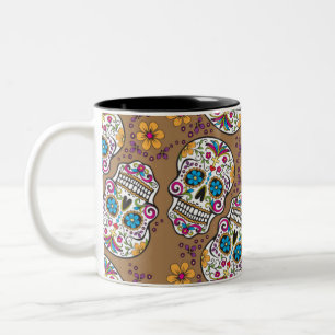 Tasse 2 Couleurs Crâne Halloween de sucre kaki