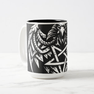 Tasse 2 Couleurs Crâne Pentagramme Tribal par BurnsInhell