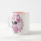 Tasse 2 Couleurs Crâne punk Girly (Devant gauche)