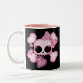 Tasse 2 Couleurs Crâne rose mignon (Gauche)