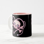 Tasse 2 Couleurs Crâne rose néon (Devant gauche)