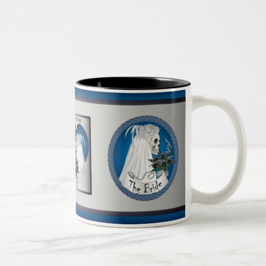 Tasse 2 Couleurs Crânes bleus de mariage (Droit)