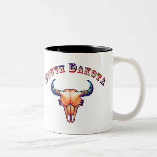 Tasse 2 Couleurs Crânes de Buffalo du Dakota du Sud (Droit)
