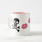 Tasse 2 Couleurs Crânes et baisers de rose (Devant gauche)