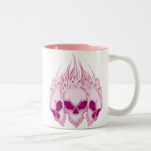 Tasse 2 Couleurs Crânes roses flamboyants (Droit)