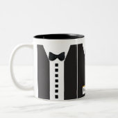 Tasse 2 Couleurs Cravate noire Tuxedo 🎩 Funny Office Monogramme (Gauche)