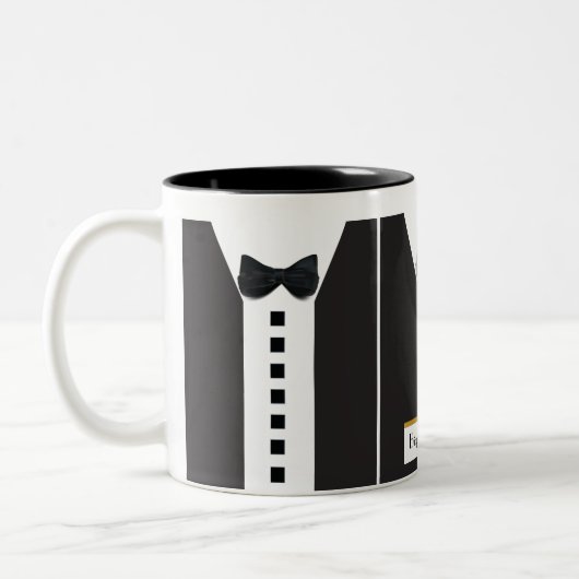 Tasse 2 Couleurs Cravate noire Tuxedo 🎩 Funny Office Monogramme (Gauche)