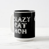 Tasse 2 Couleurs Crazy Cat Maman Logo blanc (Devant gauche)
