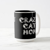 Tasse 2 Couleurs Crazy Cat Maman Logo blanc (Devant droit)