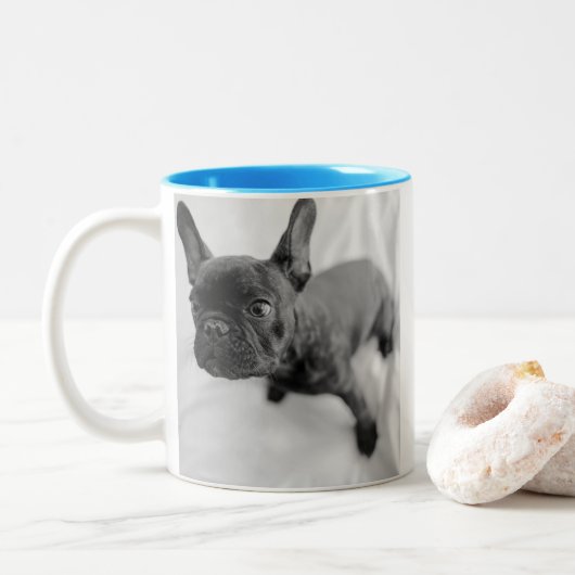 Tasse 2 Couleurs Create Your Own Pet Photo | Black and White (Avec donut)