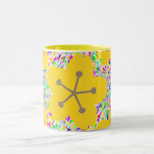 Tasse 2 Couleurs Création de disco florale jaune groovy