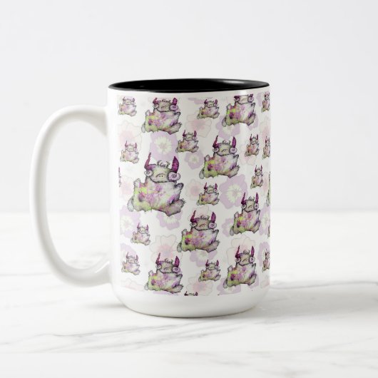 Tasse 2 Couleurs Créature monstrueuse magique de jogging heureuse (Gauche)