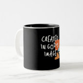Tasse 2 Couleurs Créé à l'image de Dieu - Citation chrétienne inspi (Devant gauche)