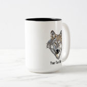 Tasse 2 Couleurs Créez votre propre loup gris  (Devant droit)