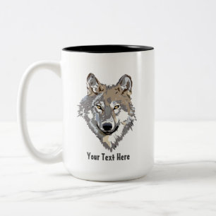 Tasse 2 Couleurs Créez votre propre loup gris 