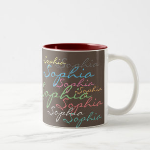 Tasse 2 Couleurs Créez votre propre texte de nom désordonné calligr