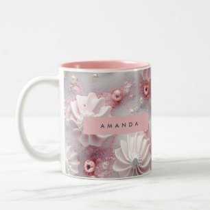 Tasse 2 Couleurs Crème meringuée personnalisée et paillettes pastel