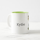 Tasse 2 Couleurs Crème Olive Green Frog Nom (Devant gauche)