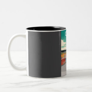 Tasse 2 Couleurs Crète Grèce Minimal grec Voyage Skyline de jour