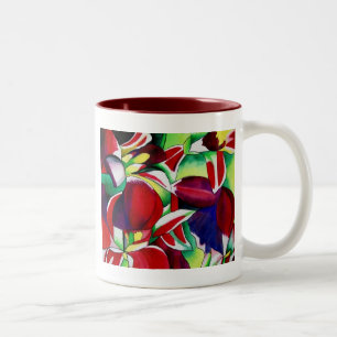 Tasse 2 Couleurs Crimson tropical Singapour Orchidées fleuris